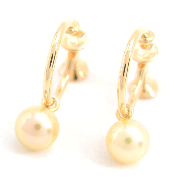 Mikimoto Golden Pearl Hoop Earrings K18 Yellow Gold in Great Condition