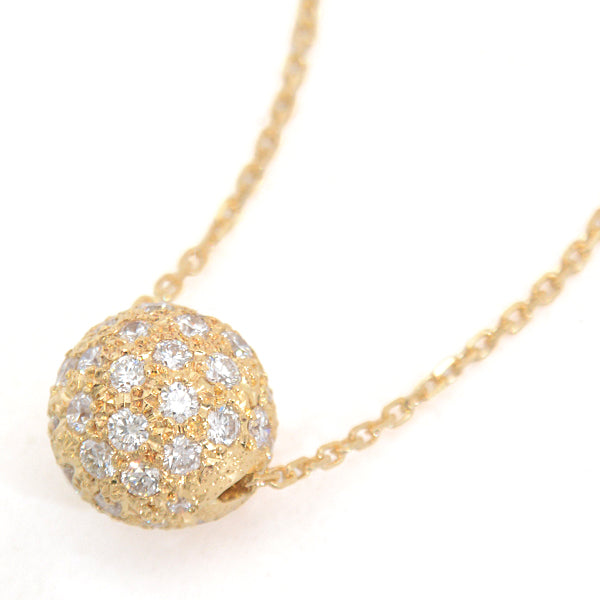 MIKIMOTO K18 Diamond Ball Necklace 0.93ct Yellow Gold