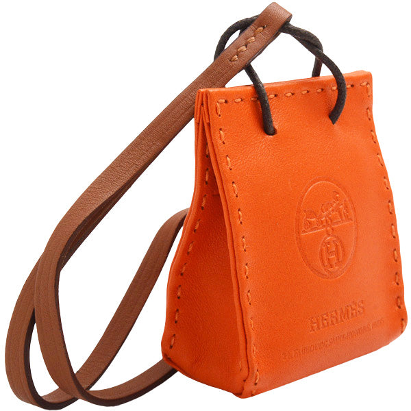 Hermes Leather Sac Orange Bag Charm