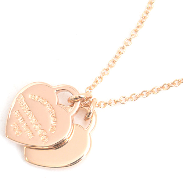 Tiffany & Co Double Heart Necklace Pink Gold 750PG in Great Condition