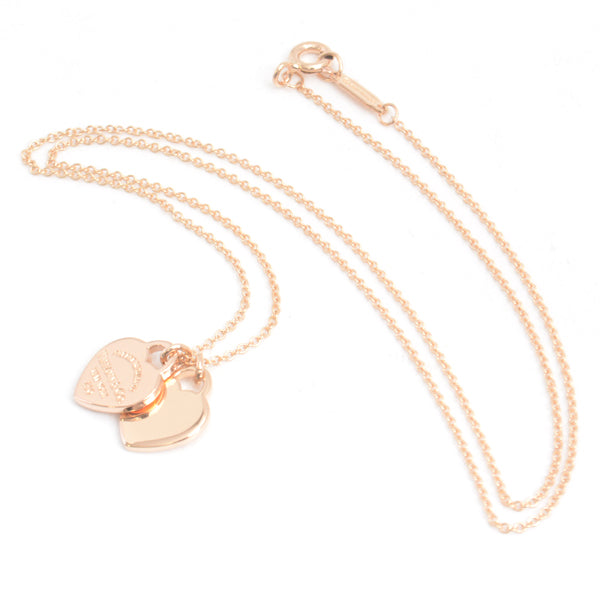 Tiffany & Co Double Heart Necklace Pink Gold 750PG