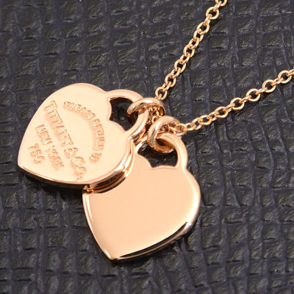 Tiffany & Co Double Heart Necklace Pink Gold 750PG