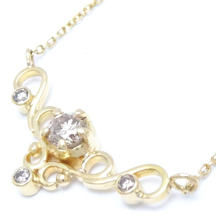 Brown Diamond Necklace K18YG Yellow Gold