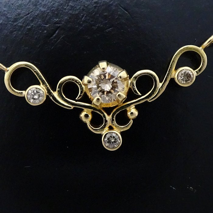 Brown Diamond Necklace K18YG Yellow Gold