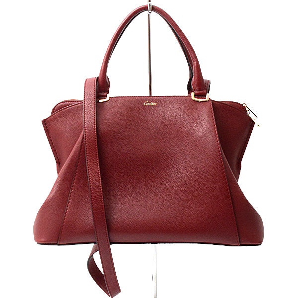 Cartier Leather C de SM 2WAY Handbag Bordeaux in Great Condition