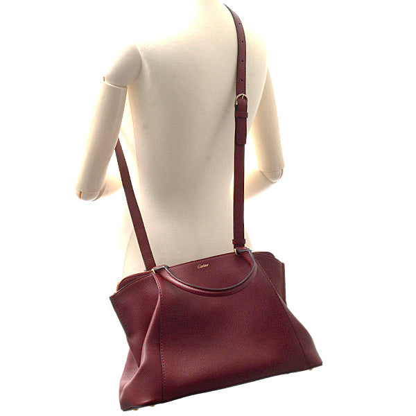 Cartier Leather C de SM 2WAY Handbag Bordeaux in Great Condition