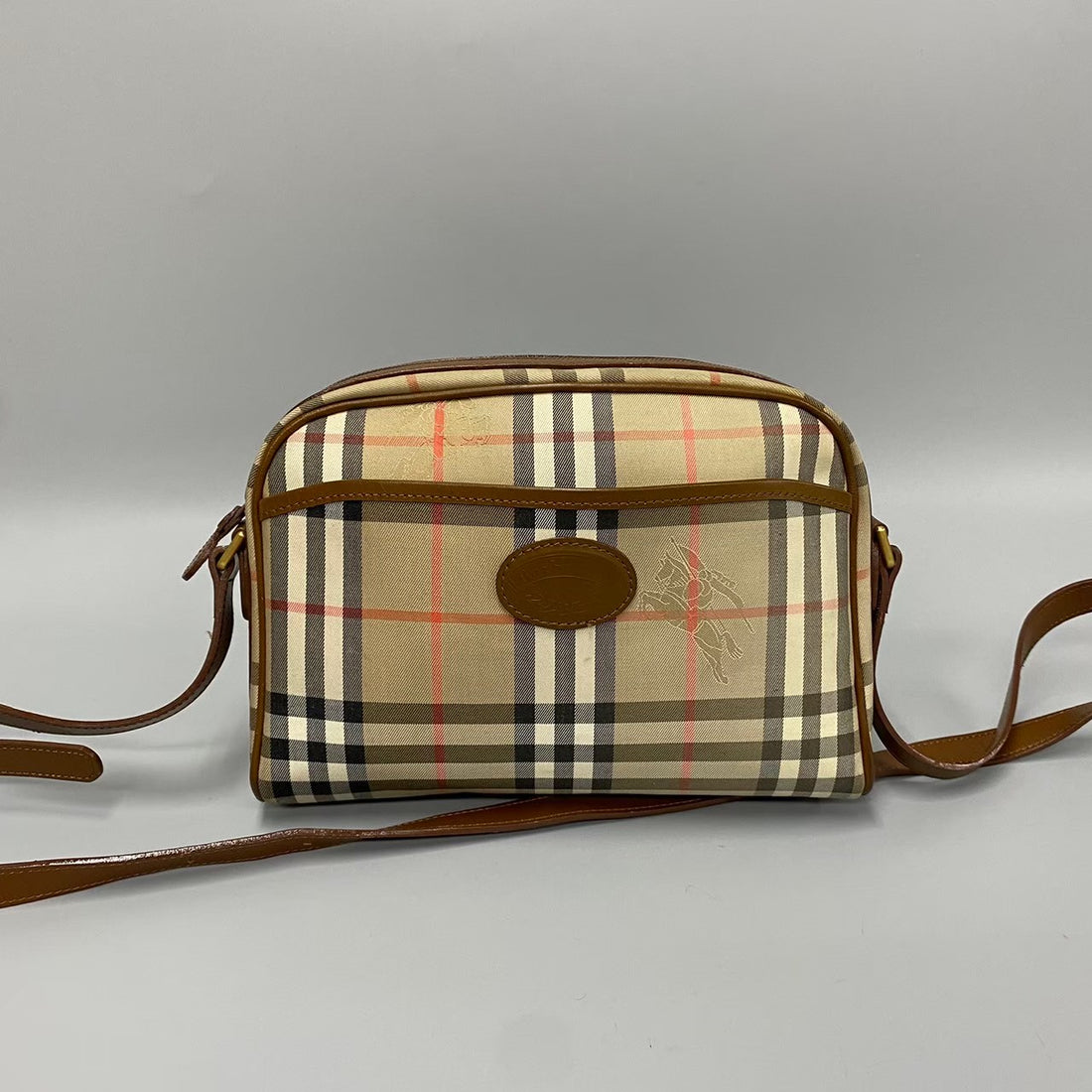 Burberry Haymarket Check Crossbody Bag  Canvas Crossbody Bag in Very Good Condition