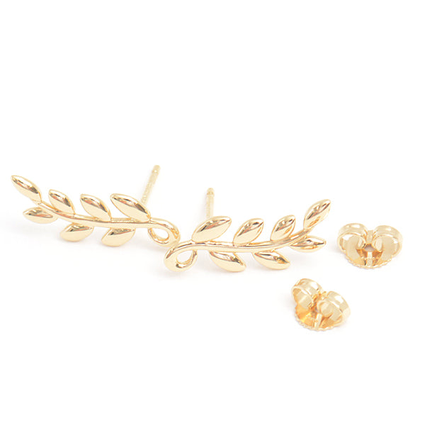 Tiffany & Co Olive Leaf Climber Earrings 750YG Yellow Gold in Great Condition