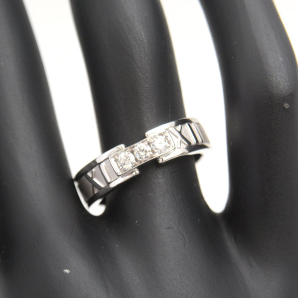 Tiffany & Co Atlas 3P Diamond Ring 14 White Gold in Great Condition