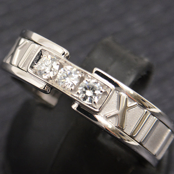 Tiffany & Co Atlas 3P Diamond Ring 14 White Gold in Great Condition