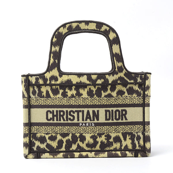 Christian Dior Mini Book Tote Canvas Leopard Handbag in Great Condition