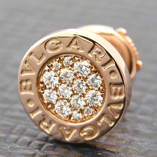 Bvlgari 750PG Diamond Pave Earring Pink Gold in Great Condition