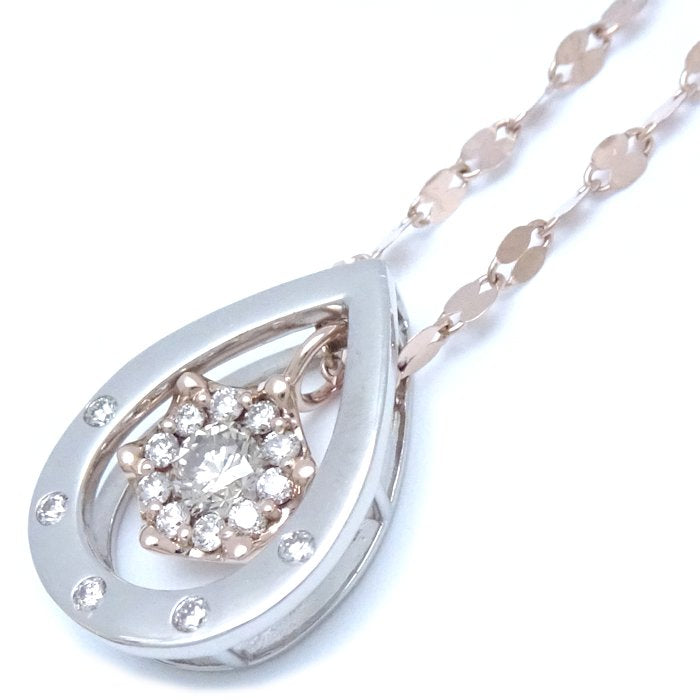 Diamond Necklace 0.31ct Teardrop K18PG Pink Gold Pt900