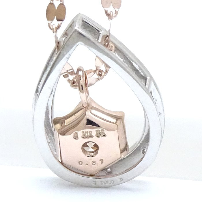 Diamond Necklace 0.31ct Teardrop K18PG Pink Gold Pt900