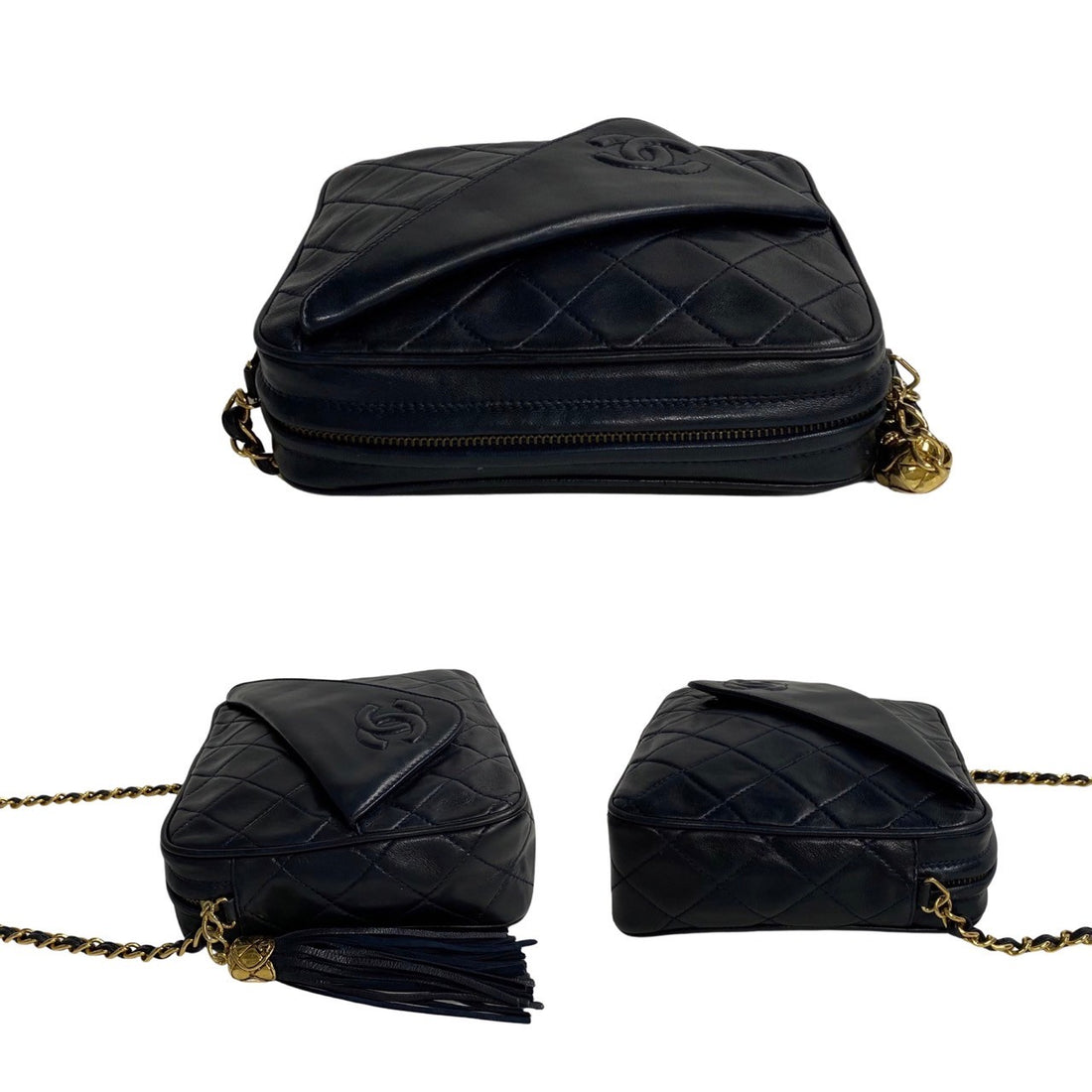 Chanel CC Quilted Leather Tassel Camera Bag  Leather Crossbody Bag in Very Good Condition