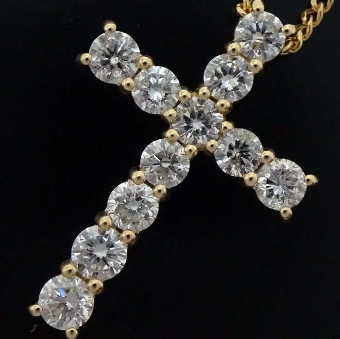 Diamond Cross Necklace 1.00ct K18YG Yellow Gold