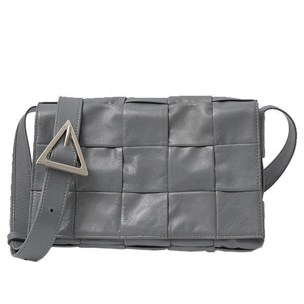 Bottega Veneta Leather Cassette Shoulder Bag Gray