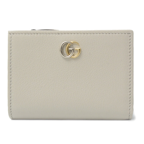 Gucci Leather Double G Compact Wallet Light Gray in Great Condition