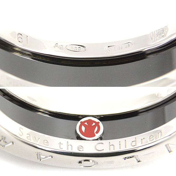 Bvlgari B-Zero1 Save the Children Ring Ag925 Black Ceramic Size 61 in Great Condition