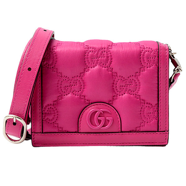 Gucci Women's 3-Way Chain Shoulder Bag GG Matelassé Leather Nylon Pink in Pristine Condition