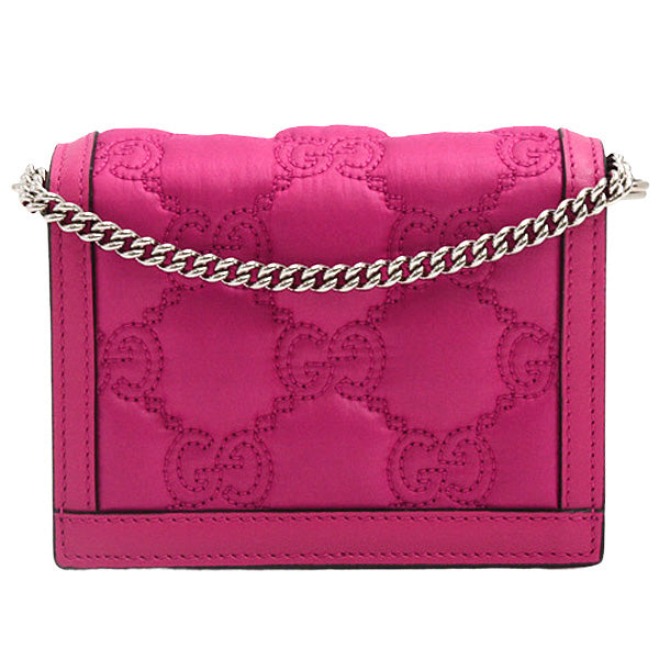 Gucci Women's 3-Way Chain Shoulder Bag GG Matelassé Leather Nylon Pink