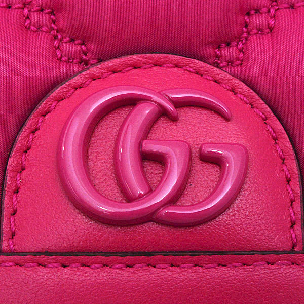 Gucci Women's 3-Way Chain Shoulder Bag GG Matelassé Leather Nylon Pink