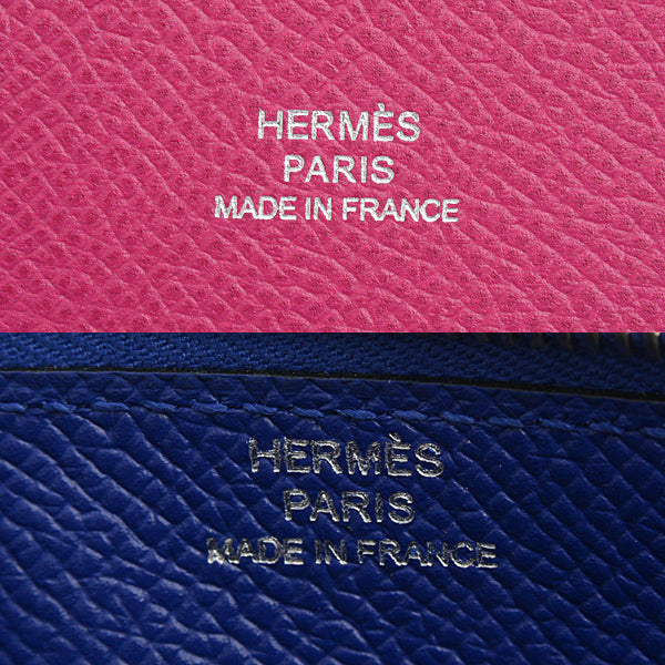 Hermes Calvi GM Clutch Bag Rose Purple Blue Epsom Leather