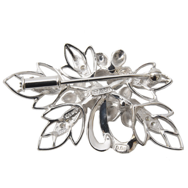 Kansai Flower Brooch Black Pearl Diamond K18WG