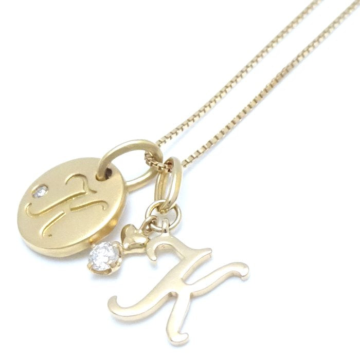 Initial Charm Necklace K 1P Diamond K18YG