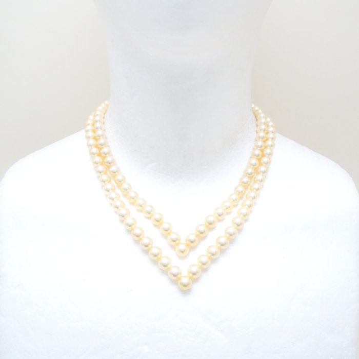 Akoya Pearl Necklace K18YG Gold V Design