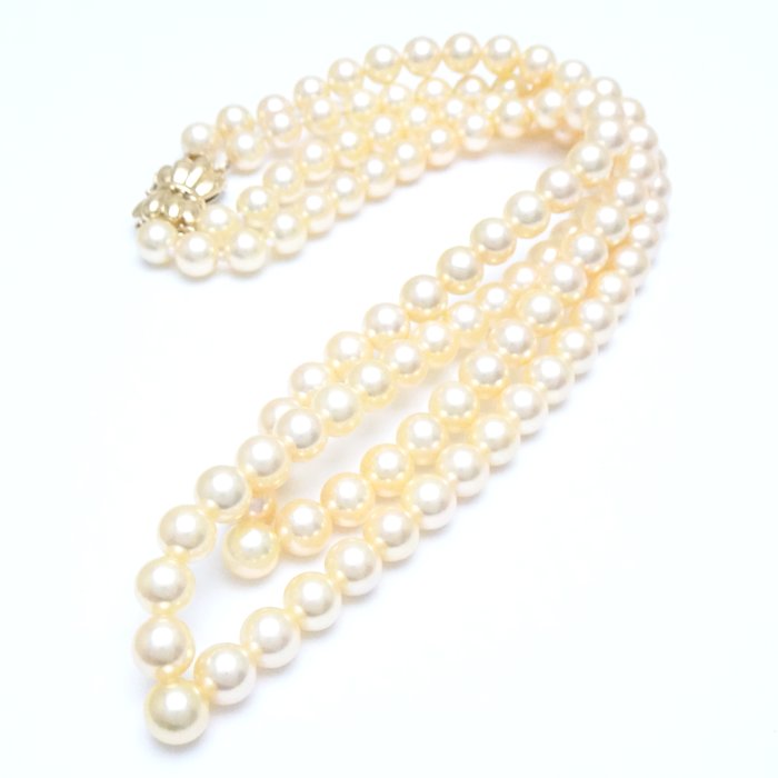 Akoya Pearl Necklace K18YG Gold V Design