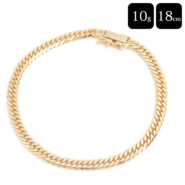 K18 6-Sided Double Chain Bracelet YG