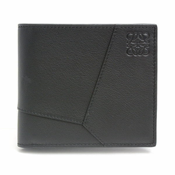 Loewe Puzzle Bifold Wallet Calf Leather Black in Great Condition