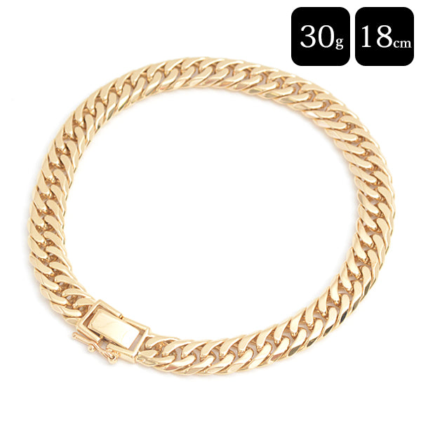 K18 6-Sided Double Chain Bracelet Yellow Gold