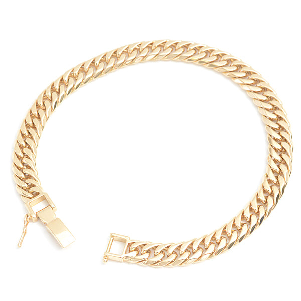 K18 6-Sided Double Chain Bracelet Yellow Gold