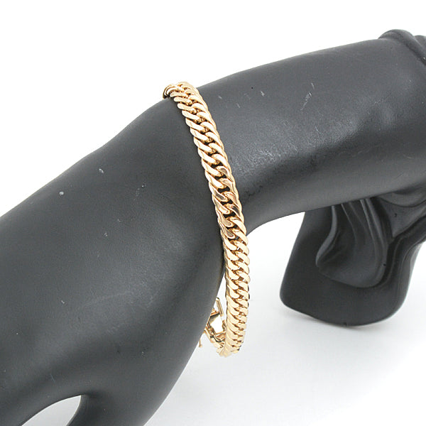 K18 6-Sided Double Chain Bracelet Yellow Gold