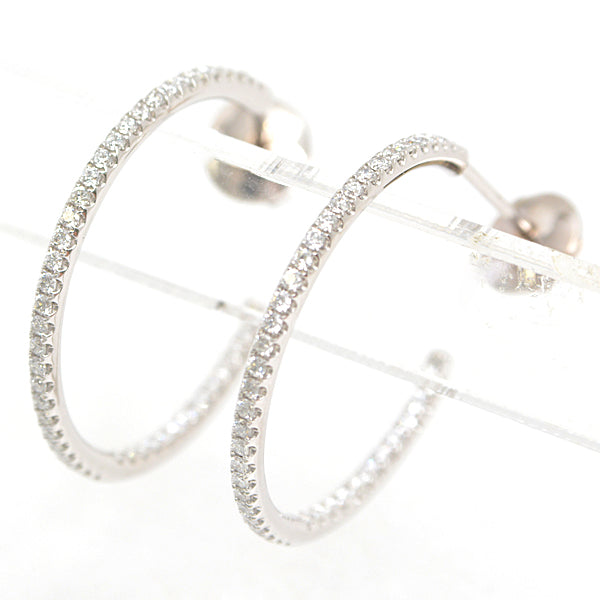 DE BEERS Diamond Hoop Earrings White Gold 750WG in Great Condition