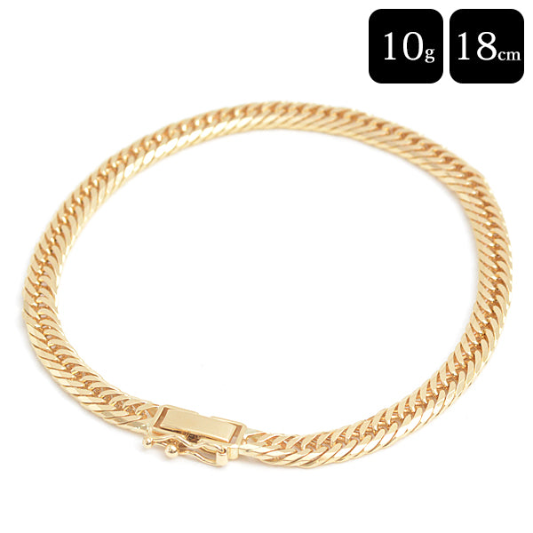 K18 8-Sided Triple Chain Bracelet Yellow Gold