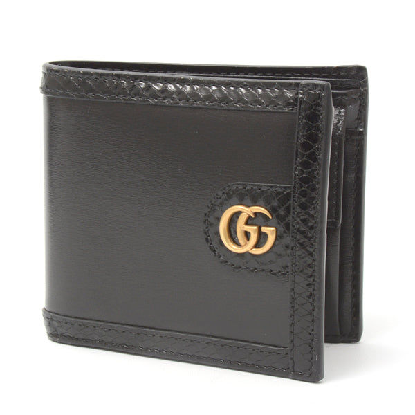 Gucci Python Trim Leather Compact Wallet 597609 in Great Condition