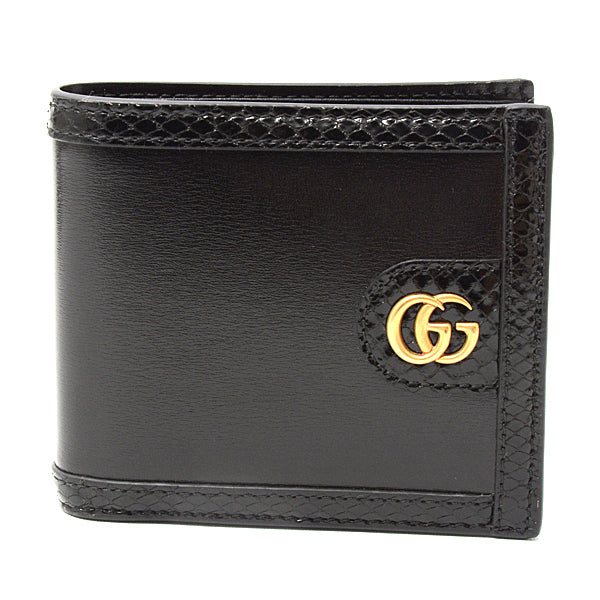 Gucci Python Trim Leather Compact Wallet 597609 in Great Condition