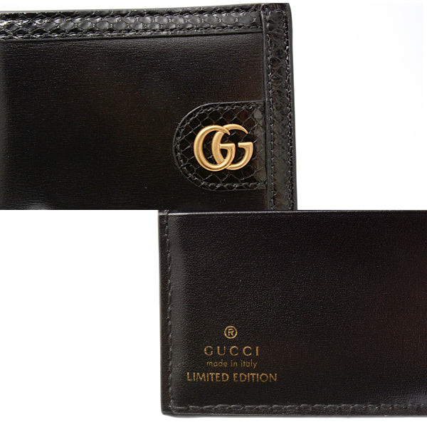 Gucci Python Trim Leather Compact Wallet 597609 in Great Condition