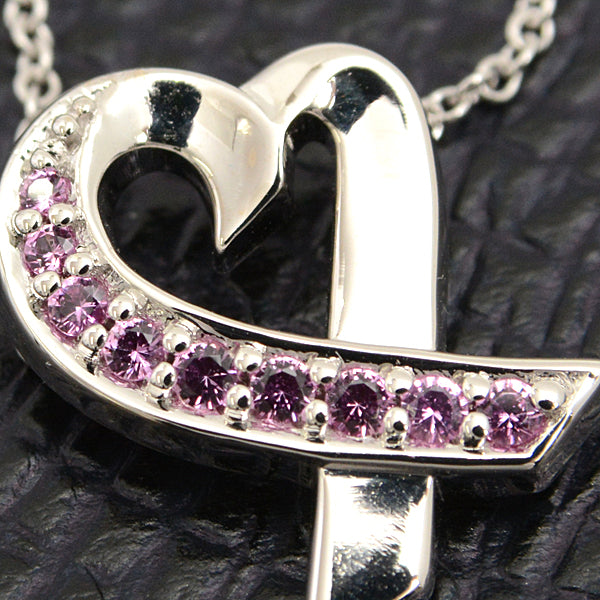 Tiffany & Co Loving Heart Pink Sapphire Necklace 750WG