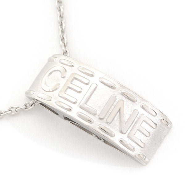 Celine Platinum PT900×PT850 Logo Tag Necklace