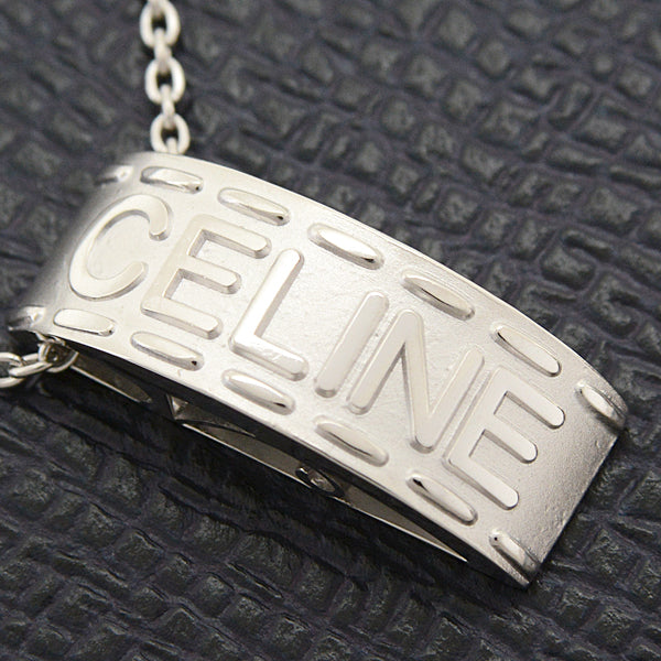 Celine Platinum PT900×PT850 Logo Tag Necklace