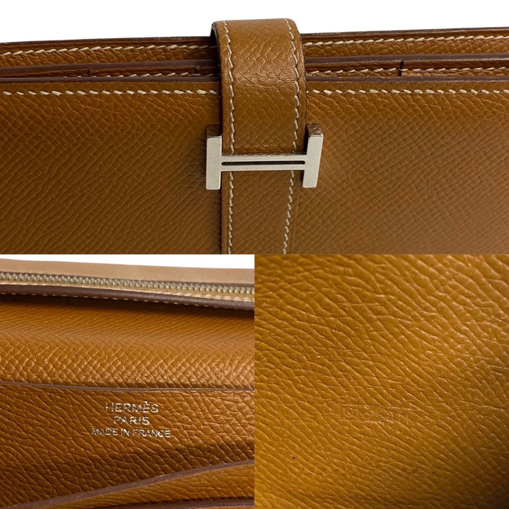 Hermes Leather Bearn Soufflet Wallet  Leather Long Wallet in Very Good Condition