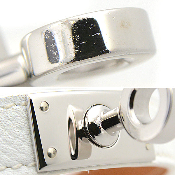 Hermes Vaux Epson Leather Bracelet Kelly Double Tour S White