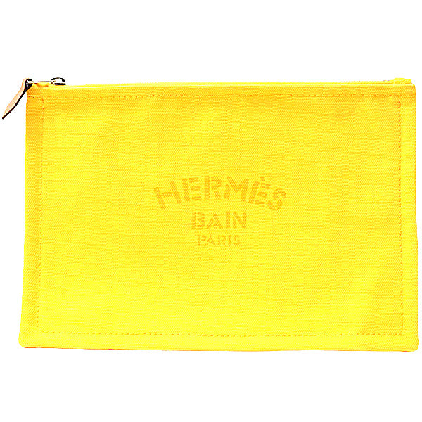 Hermes Cotton New Yachting PM Flat Pouch Yellow in Great Condition