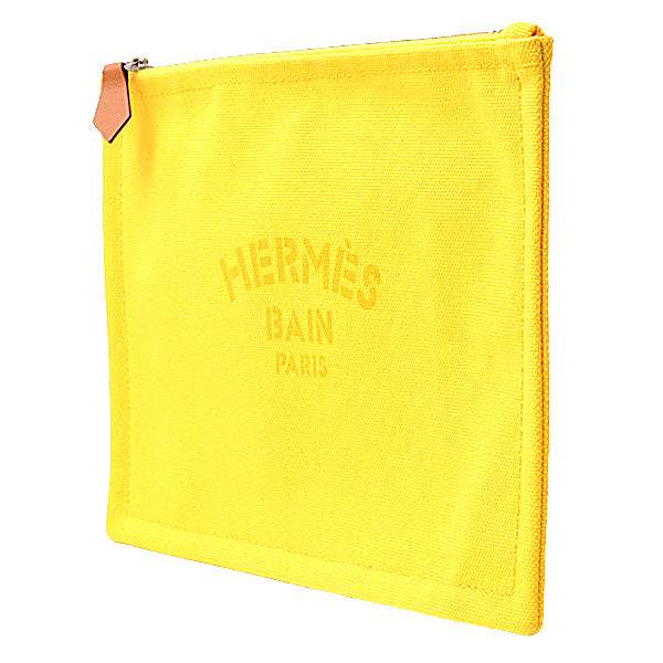 Hermes Cotton New Yachting PM Flat Pouch Yellow in Great Condition