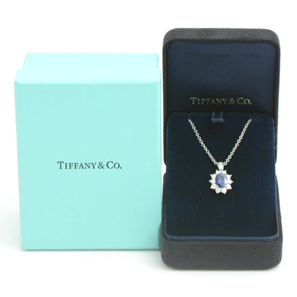 Tiffany PT950 Sapphire Diamond Necklace in Great Condition