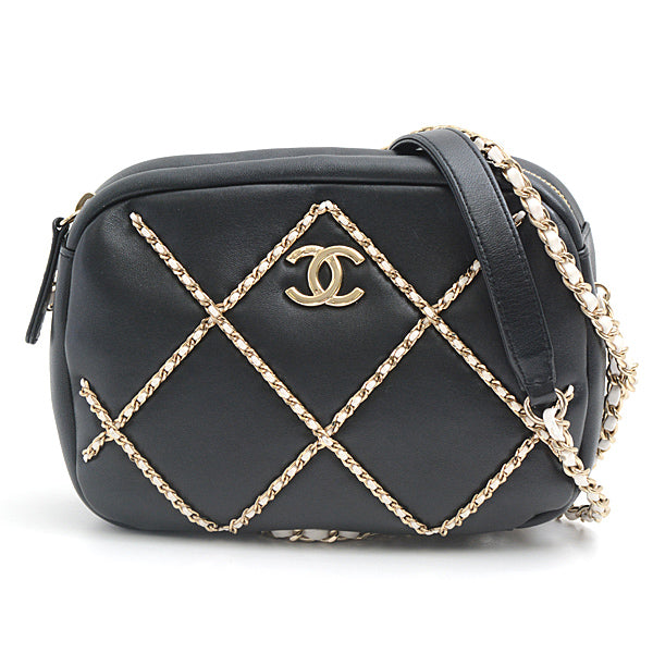 Chanel Lambskin Chain Shoulder Bag Black in Great Condition